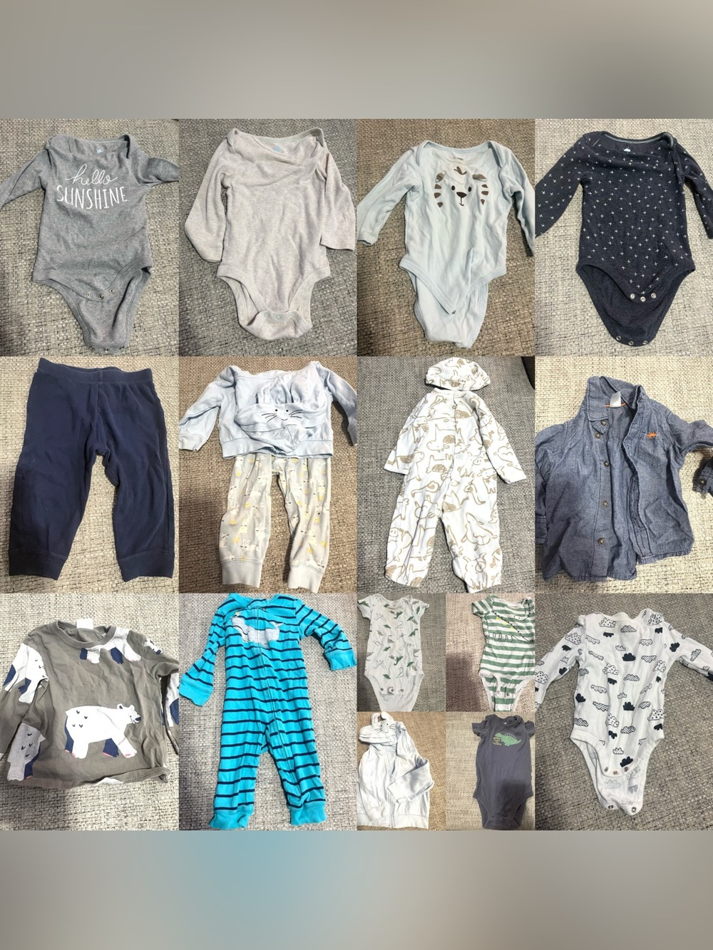 Set of 16 pieces of baby clothes ZARA, Carters, etc.
